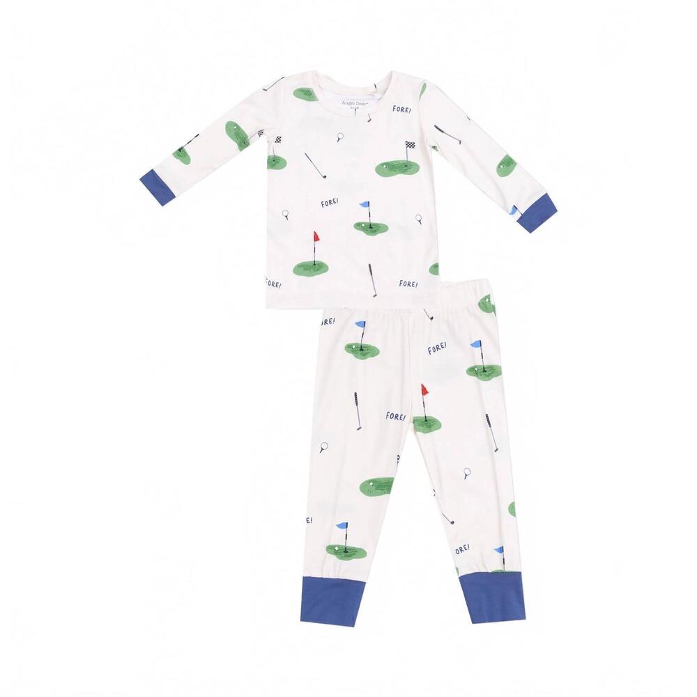 NEW ANGEL DEAR boys long sleeve loungewear set in all fore golf